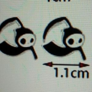 Halloween earrings Enamal Grim Reaper in White & Black Hypoallergenic